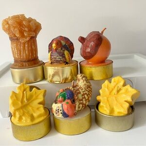 🎁5/$25 Vintage Thanksgiving Fall Harvest Tea Light Candle Lot of 6